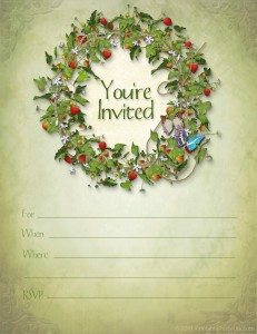 free printable Strawberry Fields birthday party invitation template