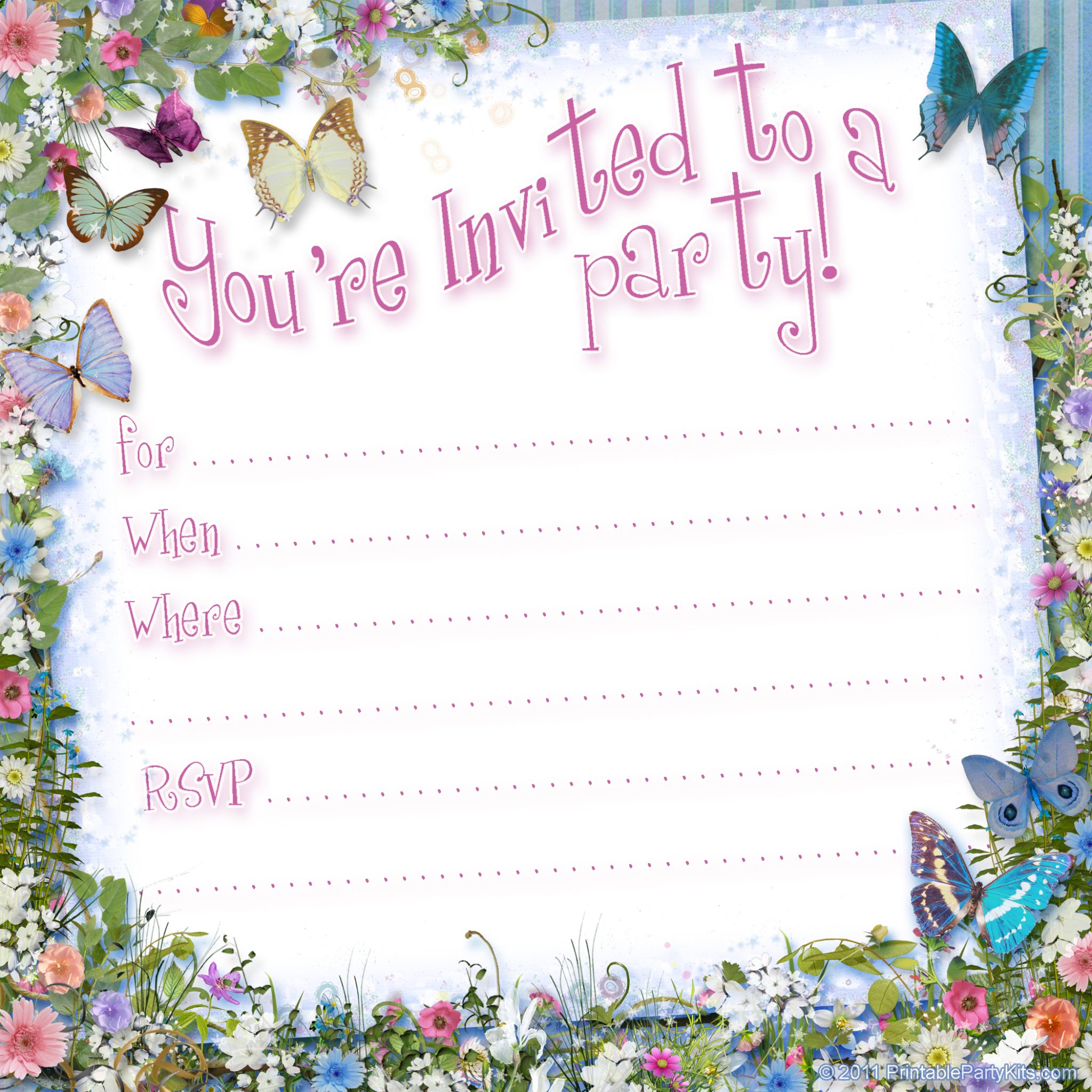 Free Printable Butterfly Party Invitation Template Printable Party Kits