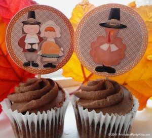 Thanksgiving cupcakes free Thanksgiving cupcake toppers