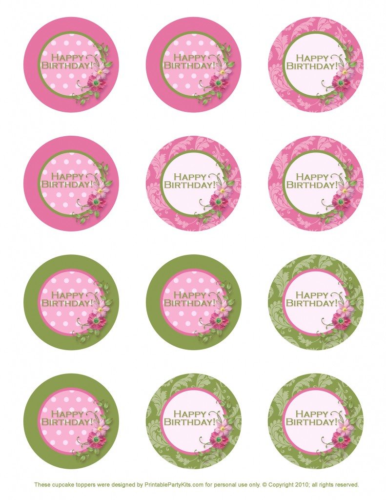 Free Printable Pink Cupcake Toppers Template