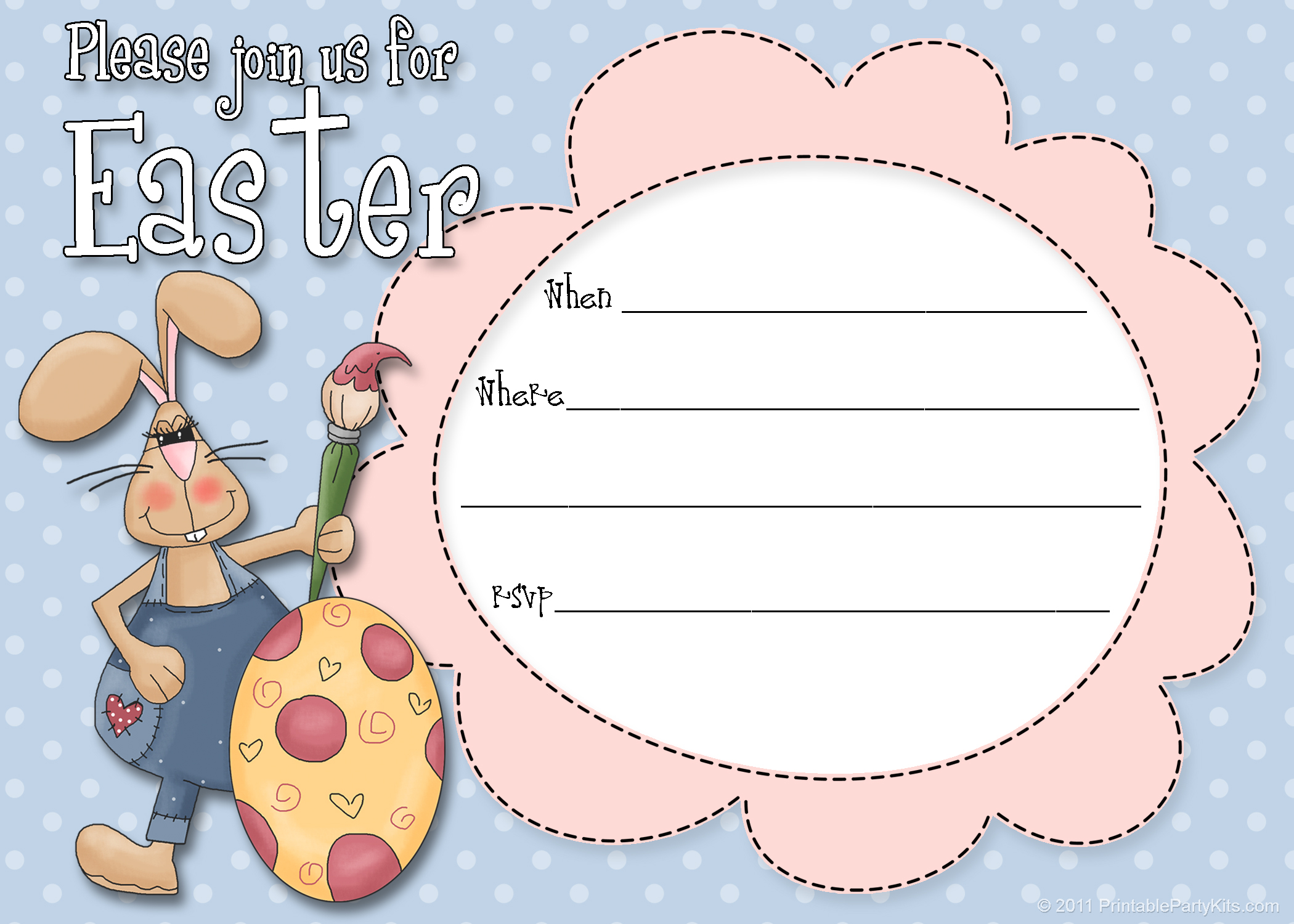 Free Easter Party Invitations Template Printable Party Kits
