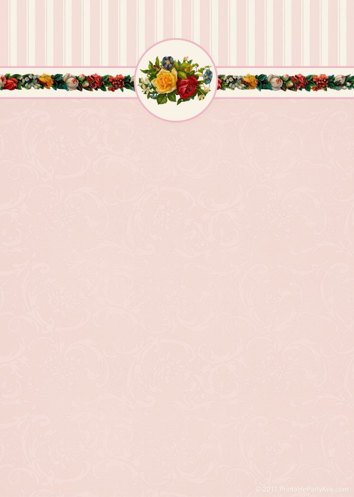 free vintage wedding invitation with Victorian flowers
