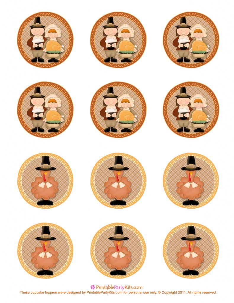 free printable Thanksgiving cupcake topper template