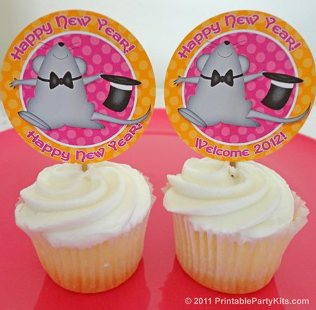 New Years Eve party cupcake topper decorations
